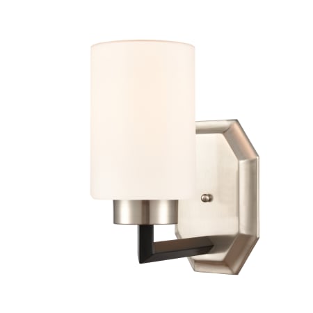 A large image of the Innovations Lighting 441-1W-10-4 Mila Sconce Black Satin Nickel / White