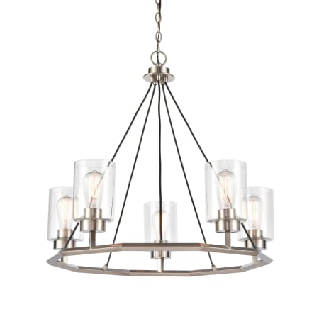 A large image of the Innovations Lighting 441-5CH-27-29 Mila Chandelier Black Satin Nickel / Clear