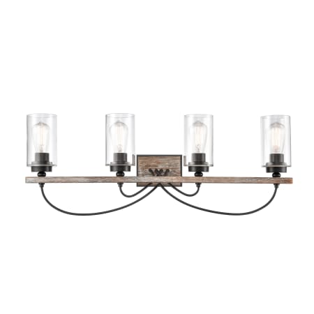 A large image of the Innovations Lighting 442-4W-11-35 Paladin Vanity Matte Black / Clear