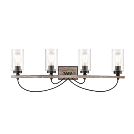 A large image of the Innovations Lighting 442-4W-11-35 Paladin Vanity Matte Black / Seedy