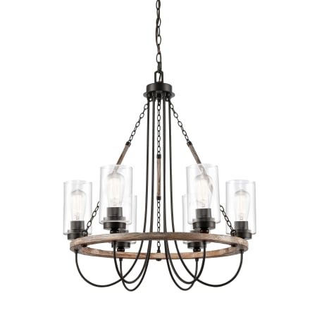 A large image of the Innovations Lighting 442-6CR-29-25 Paladin Chandelier Matte Black / Clear