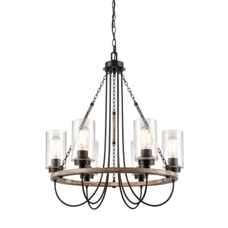 A large image of the Innovations Lighting 442-6CR-29-25 Paladin Chandelier Matte Black / Seedy