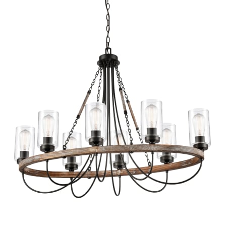 A large image of the Innovations Lighting 442-8CR-30-39 Paladin Chandelier Matte Black / Clear