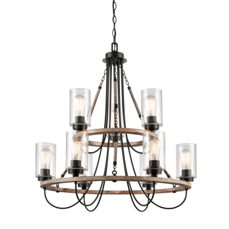 A large image of the Innovations Lighting 442-9CR-33-32 Paladin Chandelier Matte Black / Seedy