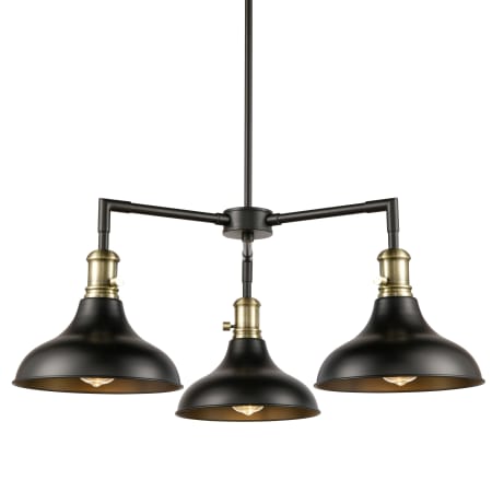 A large image of the Innovations Lighting 443SW-3CR-12-30 Metro Chandelier Black Antique Brass / Matte Black