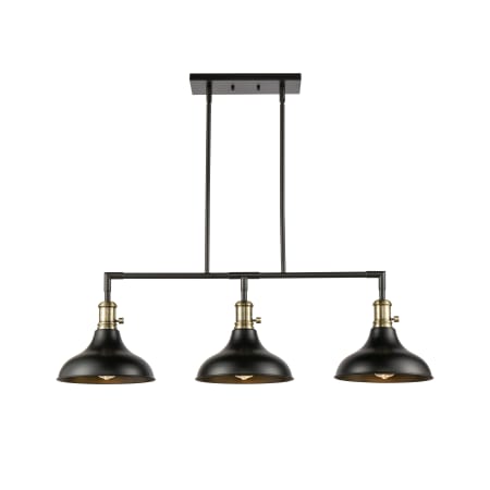 A large image of the Innovations Lighting 443SW-3I-12-38 Metro Linear Black Antique Brass / Matte Black
