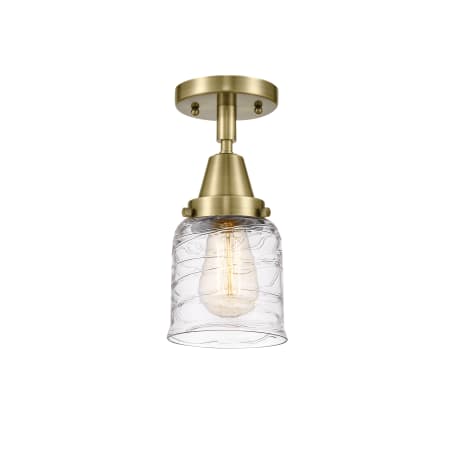 A large image of the Innovations Lighting 447-1C-10-5 Bell Semi-Flush Antique Brass / Deco Swirl