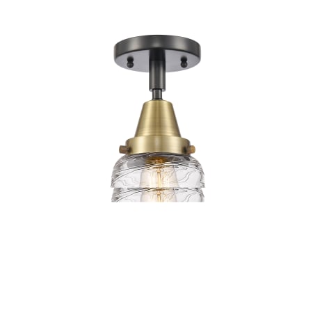 A large image of the Innovations Lighting 447-1C-10-5 Bell Semi-Flush Black Antique Brass / Deco Swirl