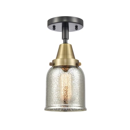 A large image of the Innovations Lighting 447-1C-13-5 Bell Semi-Flush Black Antique Brass / Silver Plated Mercury