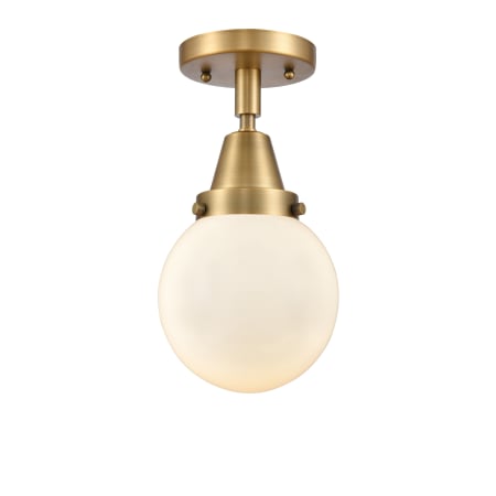 A large image of the Innovations Lighting 447-1C-11-6 Beacon Semi-Flush Brushed Brass / Matte White