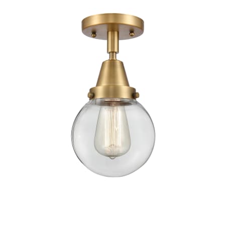 A large image of the Innovations Lighting 447-1C-11-6 Beacon Semi-Flush Brushed Brass / Clear