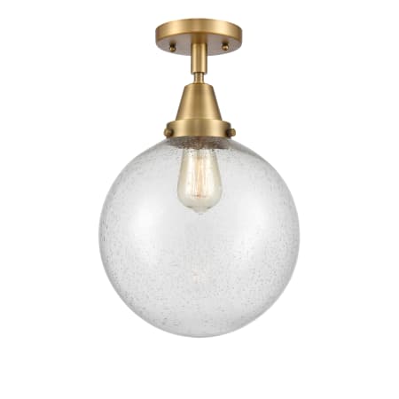 A large image of the Innovations Lighting 447-1C-13-10 Beacon Semi-Flush Brushed Brass / Seedy