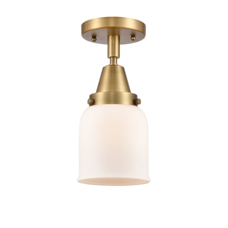 A large image of the Innovations Lighting 447-1C-10-5 Bell Semi-Flush Brushed Brass / Matte White