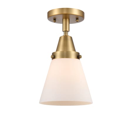 A large image of the Innovations Lighting 447-1C-10-6 Cone Semi-Flush Brushed Brass / Matte White