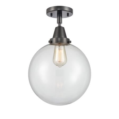 A large image of the Innovations Lighting 447-1C-13-10 Beacon Semi-Flush Matte Black / Clear