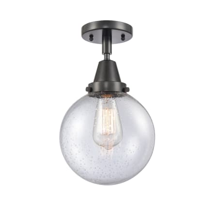 A large image of the Innovations Lighting 447-1C-13-8 Beacon Semi-Flush Matte Black / Seedy