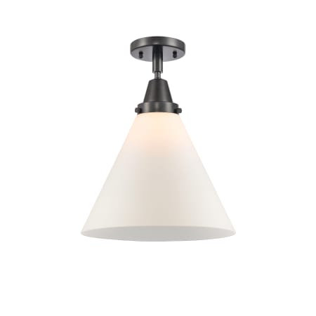 A large image of the Innovations Lighting 447-1C-16-12-L Cone Semi-Flush Matte Black / Matte White