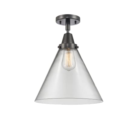 A large image of the Innovations Lighting 447-1C-16-12-L Cone Semi-Flush Matte Black / Clear