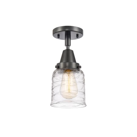 A large image of the Innovations Lighting 447-1C-10-5 Bell Semi-Flush Matte Black / Deco Swirl