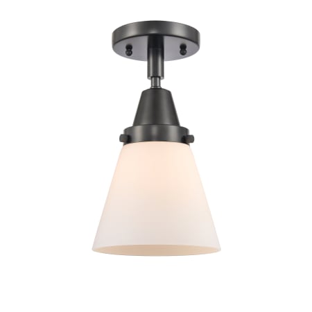 A large image of the Innovations Lighting 447-1C-10-6 Cone Semi-Flush Matte Black / Matte White