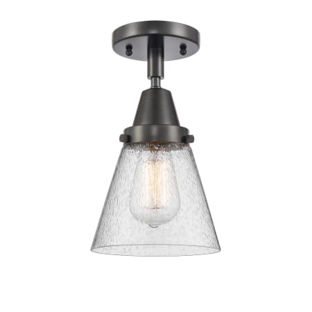 A large image of the Innovations Lighting 447-1C-10-6 Cone Semi-Flush Matte Black / Seedy