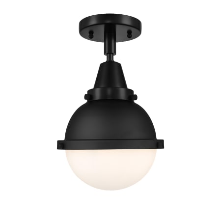 A large image of the Innovations Lighting 447-1C-11-7 Hampden Semi-Flush Matte Black / Matte White