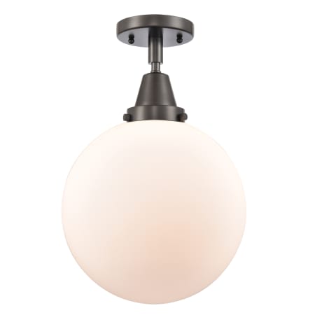 A large image of the Innovations Lighting 447-1C-13-10 Beacon Semi-Flush Oil Rubbed Bronze / Matte White