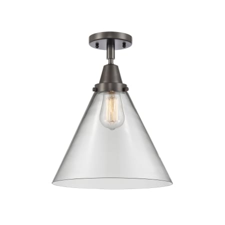 A large image of the Innovations Lighting 447-1C-16-12-L Cone Semi-Flush Oil Rubbed Bronze / Clear