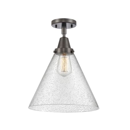A large image of the Innovations Lighting 447-1C-16-12-L Cone Semi-Flush Oil Rubbed Bronze / Seedy
