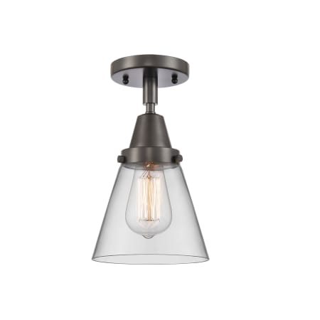 A large image of the Innovations Lighting 447-1C-10-6 Cone Semi-Flush Oil Rubbed Bronze / Clear