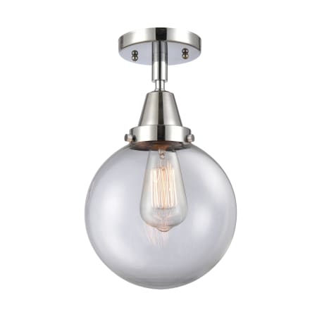 A large image of the Innovations Lighting 447-1C-13-8 Beacon Semi-Flush Polished Chrome / Clear