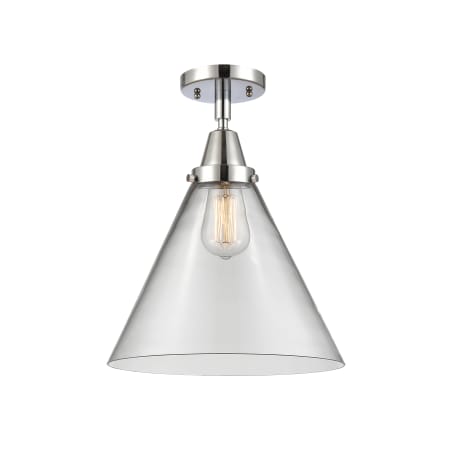 A large image of the Innovations Lighting 447-1C-16-12-L Cone Semi-Flush Polished Chrome / Clear