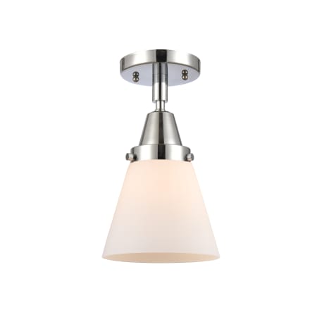 A large image of the Innovations Lighting 447-1C-10-6 Cone Semi-Flush Polished Chrome / Matte White