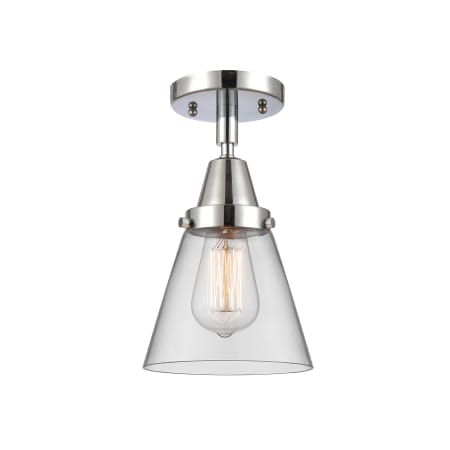 A large image of the Innovations Lighting 447-1C-10-6 Cone Semi-Flush Polished Chrome / Clear