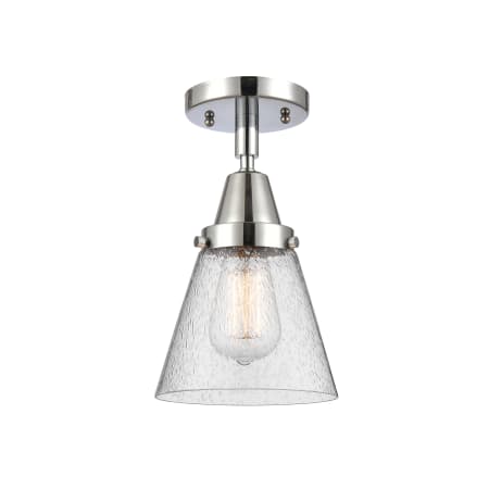 A large image of the Innovations Lighting 447-1C-10-6 Cone Semi-Flush Polished Chrome / Seedy