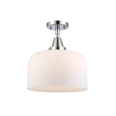 A large image of the Innovations Lighting 447-1C-13-12-L Bell Semi-Flush Polished Chrome / Matte White