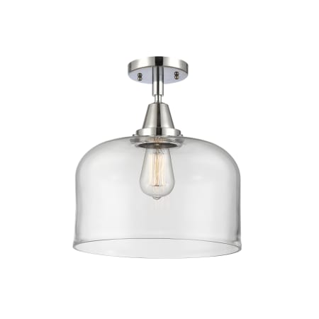 A large image of the Innovations Lighting 447-1C-13-12-L Bell Semi-Flush Polished Chrome / Clear