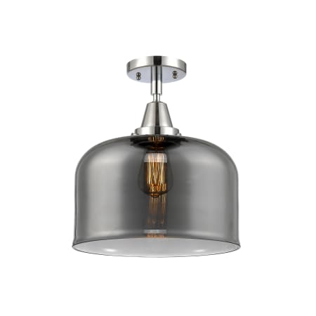 A large image of the Innovations Lighting 447-1C-13-12-L Bell Semi-Flush Polished Chrome / Plated Smoke