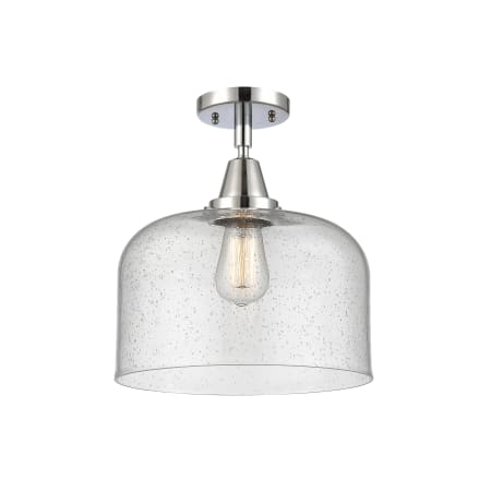 A large image of the Innovations Lighting 447-1C-13-12-L Bell Semi-Flush Polished Chrome / Seedy