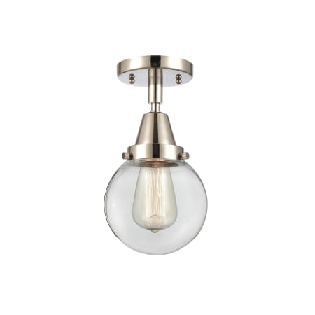 A large image of the Innovations Lighting 447-1C-11-6 Beacon Semi-Flush Polished Nickel / Clear