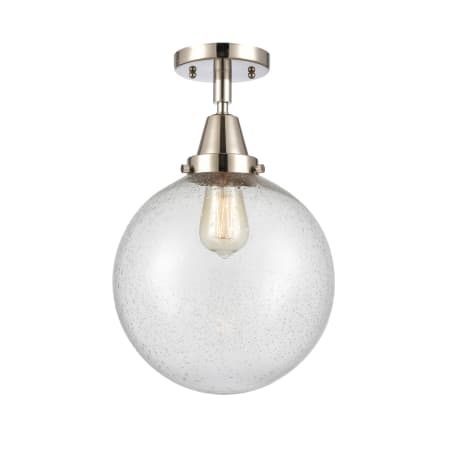 A large image of the Innovations Lighting 447-1C-13-10 Beacon Semi-Flush Polished Nickel / Seedy