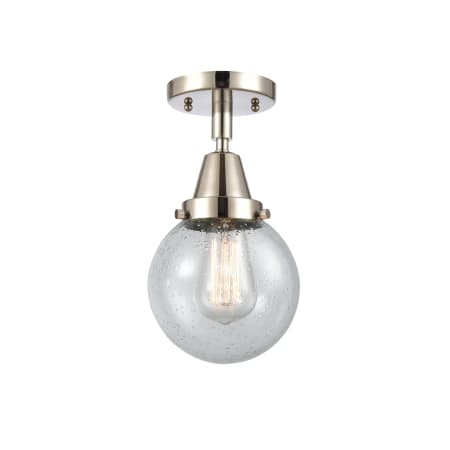 A large image of the Innovations Lighting 447-1C-11-6 Beacon Semi-Flush Polished Nickel / Seedy