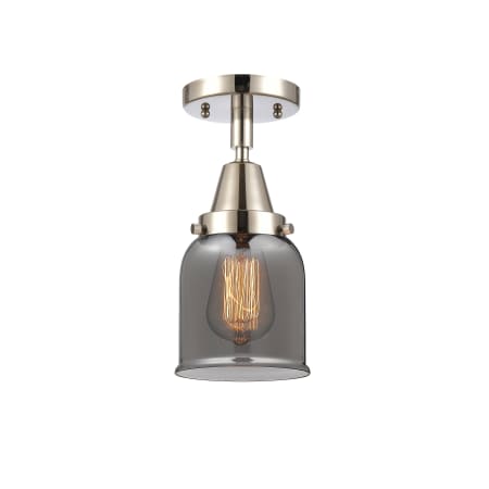 A large image of the Innovations Lighting 447-1C-10-5 Bell Semi-Flush Polished Nickel / Plated Smoke