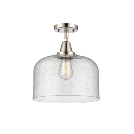 A large image of the Innovations Lighting 447-1C-13-12-L Bell Semi-Flush Polished Nickel / Seedy