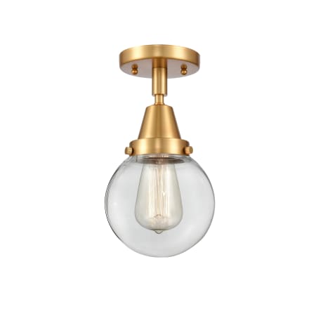 A large image of the Innovations Lighting 447-1C-11-6 Beacon Semi-Flush Satin Gold / Clear
