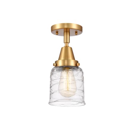 A large image of the Innovations Lighting 447-1C-10-5 Bell Semi-Flush Satin Gold / Deco Swirl