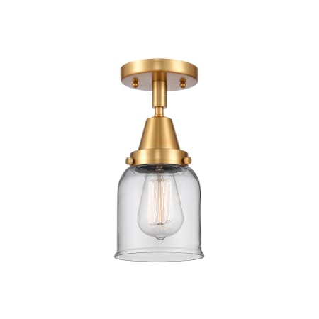 A large image of the Innovations Lighting 447-1C-10-5 Bell Semi-Flush Satin Gold / Clear