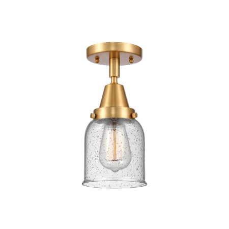 A large image of the Innovations Lighting 447-1C-10-5 Bell Semi-Flush Satin Gold / Seedy