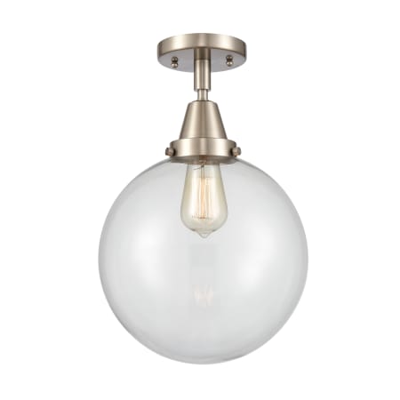 A large image of the Innovations Lighting 447-1C-13-10 Beacon Semi-Flush Brushed Satin Nickel / Clear