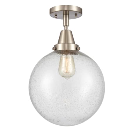 A large image of the Innovations Lighting 447-1C-13-10 Beacon Semi-Flush Brushed Satin Nickel / Seedy